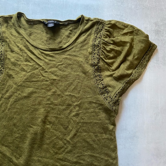 J. CREW flutter sleeve linen tee with lace trim - Picture 4 of 10